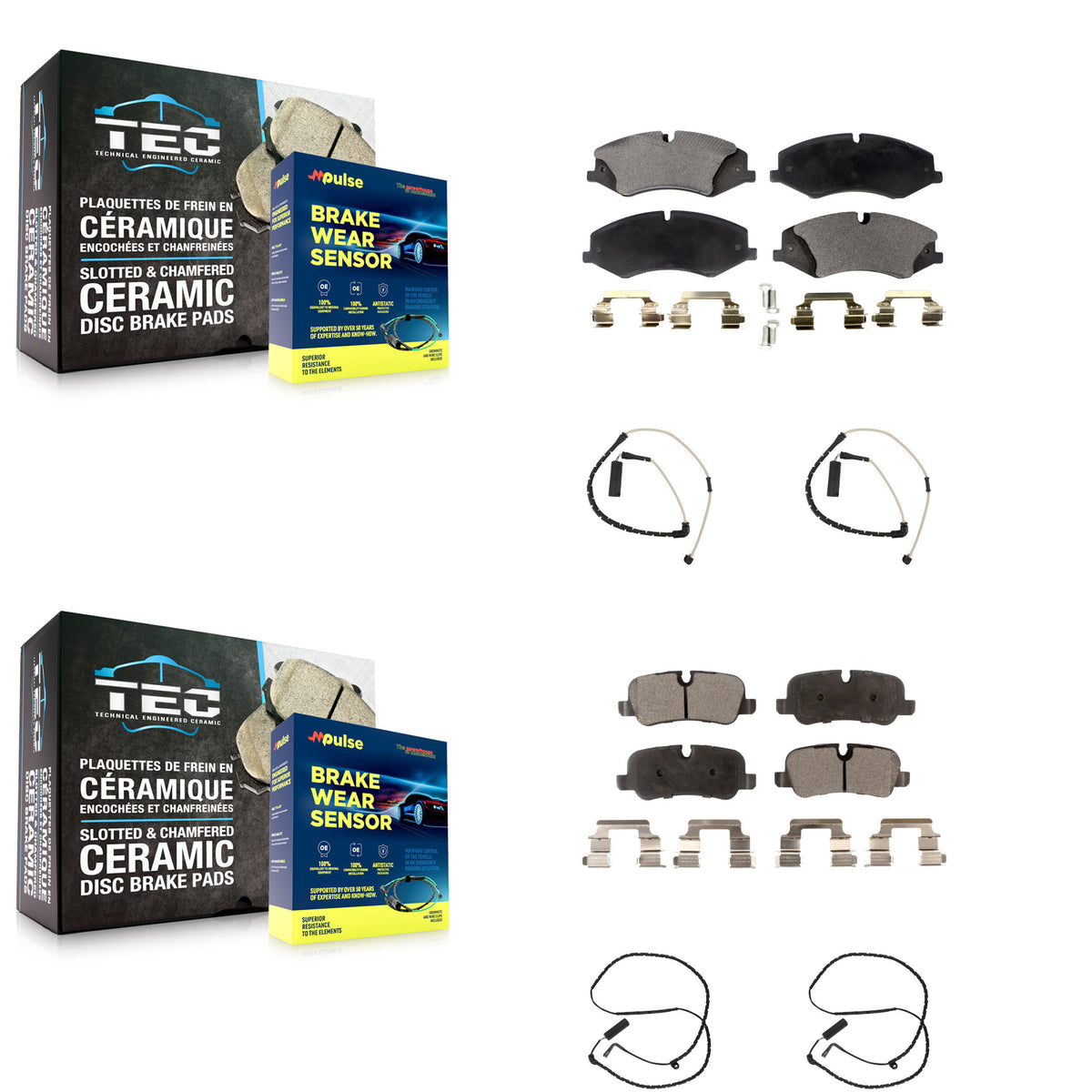 Front Rear Ceramic Disc Brake Pads And Wear Sensors Kit For Land Rover Range KTW-100482