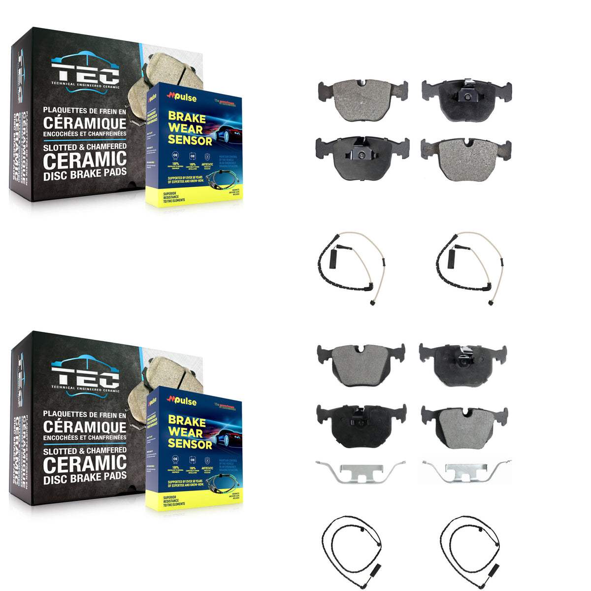 Front Rear Ceramic Disc Brake Pads And Wear Sensors Kit For Land Rover Range KTW-100484