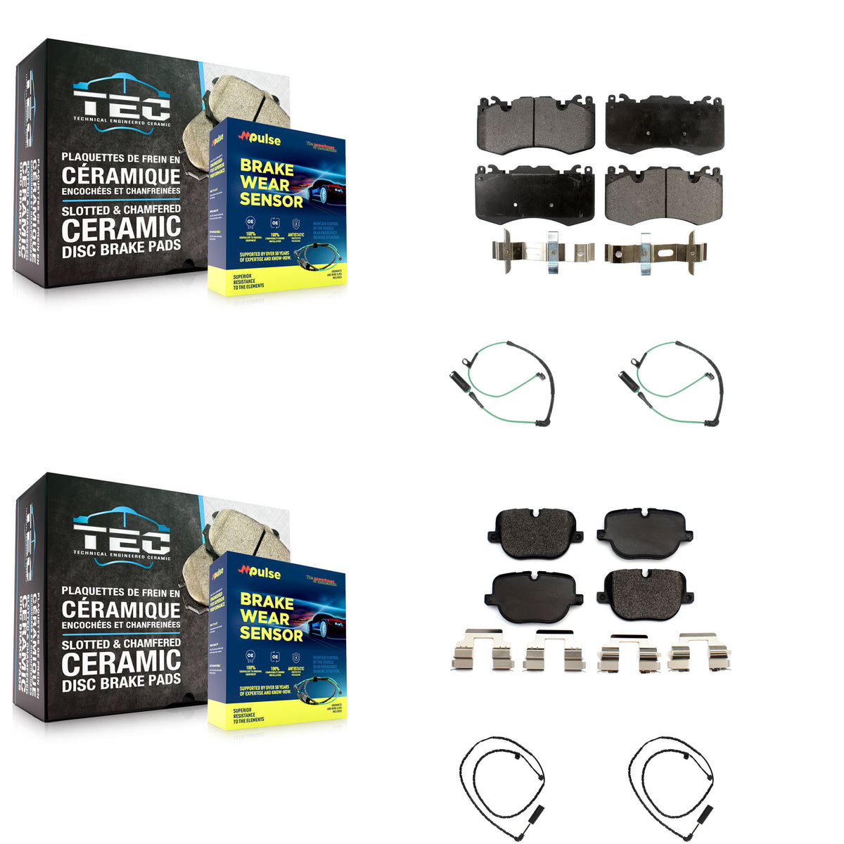 Front Rear Ceramic Disc Brake Pads And Wear Sensors Kit For Land Rover Range KTW-100488