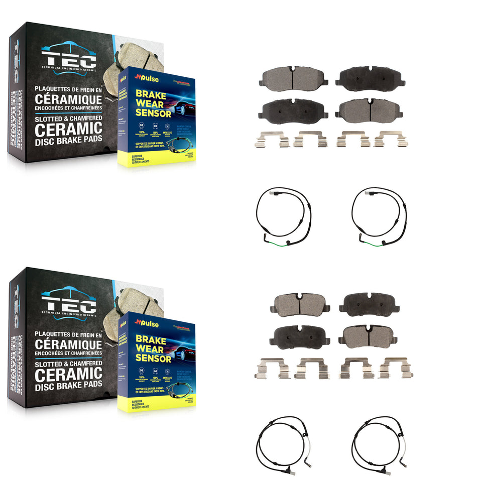 Front Rear Ceramic Disc Brake Pads And Wear Sensors Kit For 2005-2009 Land Rover LR3 4.4L KTW-100493