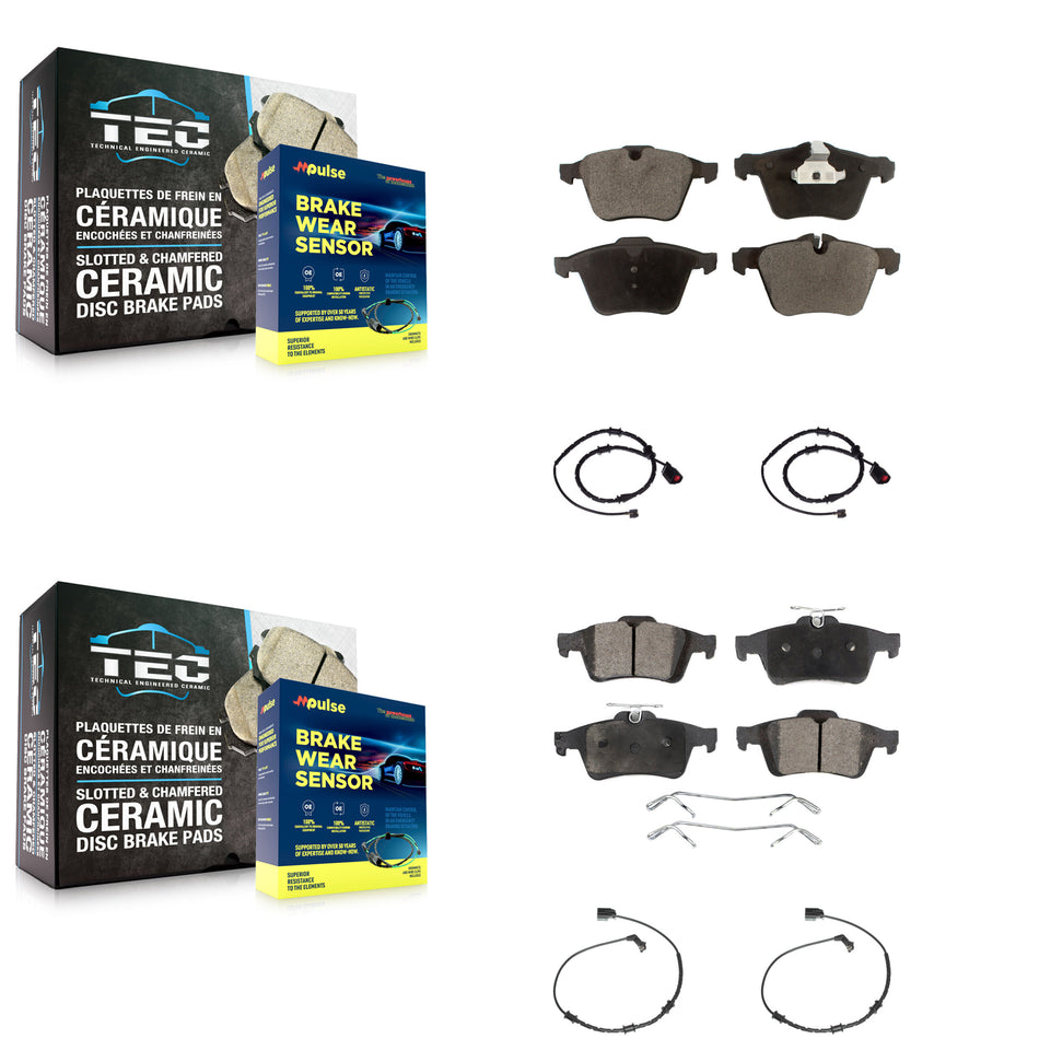 Front Rear Ceramic Brake Pad Wear Sensor Kit For Jaguar XJ Base L Portfolio with AWD 3.0L KTW-100496