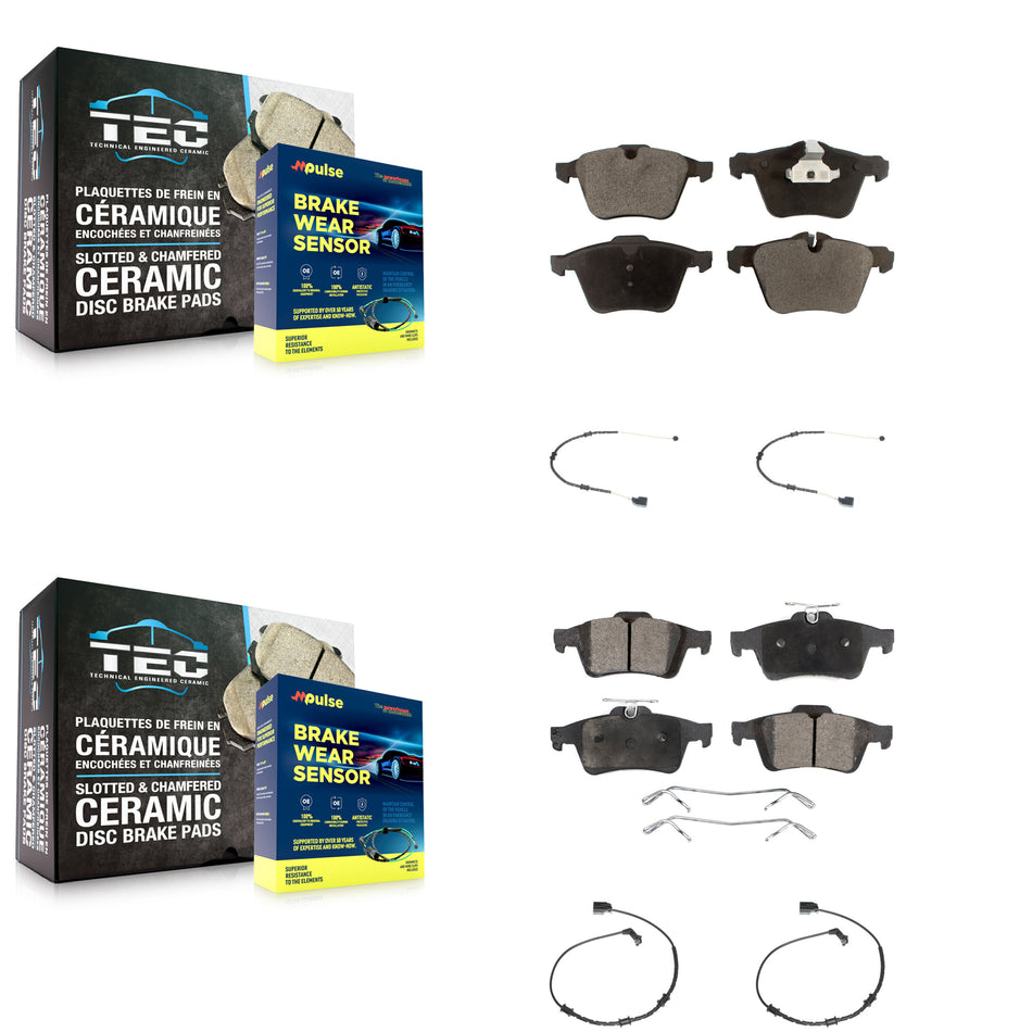 Front Rear Ceramic Disc Brake Pads And Wear Sensors Kit For Jaguar XJ KTW-100498