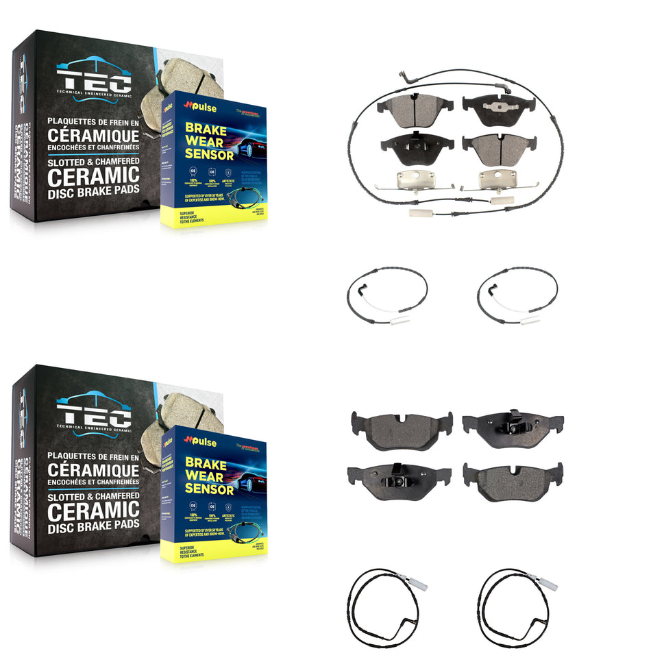 Front Rear Ceramic Brake Pad And Extra Wear Sensor Kit For 2009-2010 BMW 328i xDrive 3.0L KTW-100503