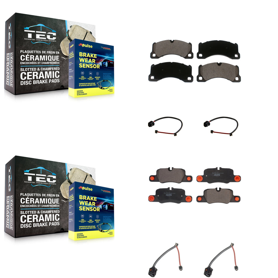Front Rear Ceramic Brake Pad Wear Sensor Kit For 2010 Porsche Panamera with Rotor KTW-100518