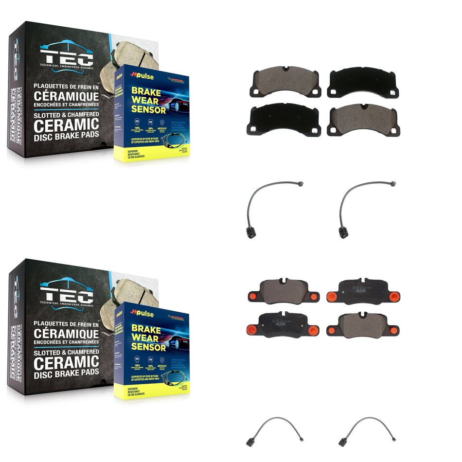 Front Rear Ceramic Brake Pads Wear Sensor Kit For 2012-2016 Porsche Panamera with Harness KTW-100520