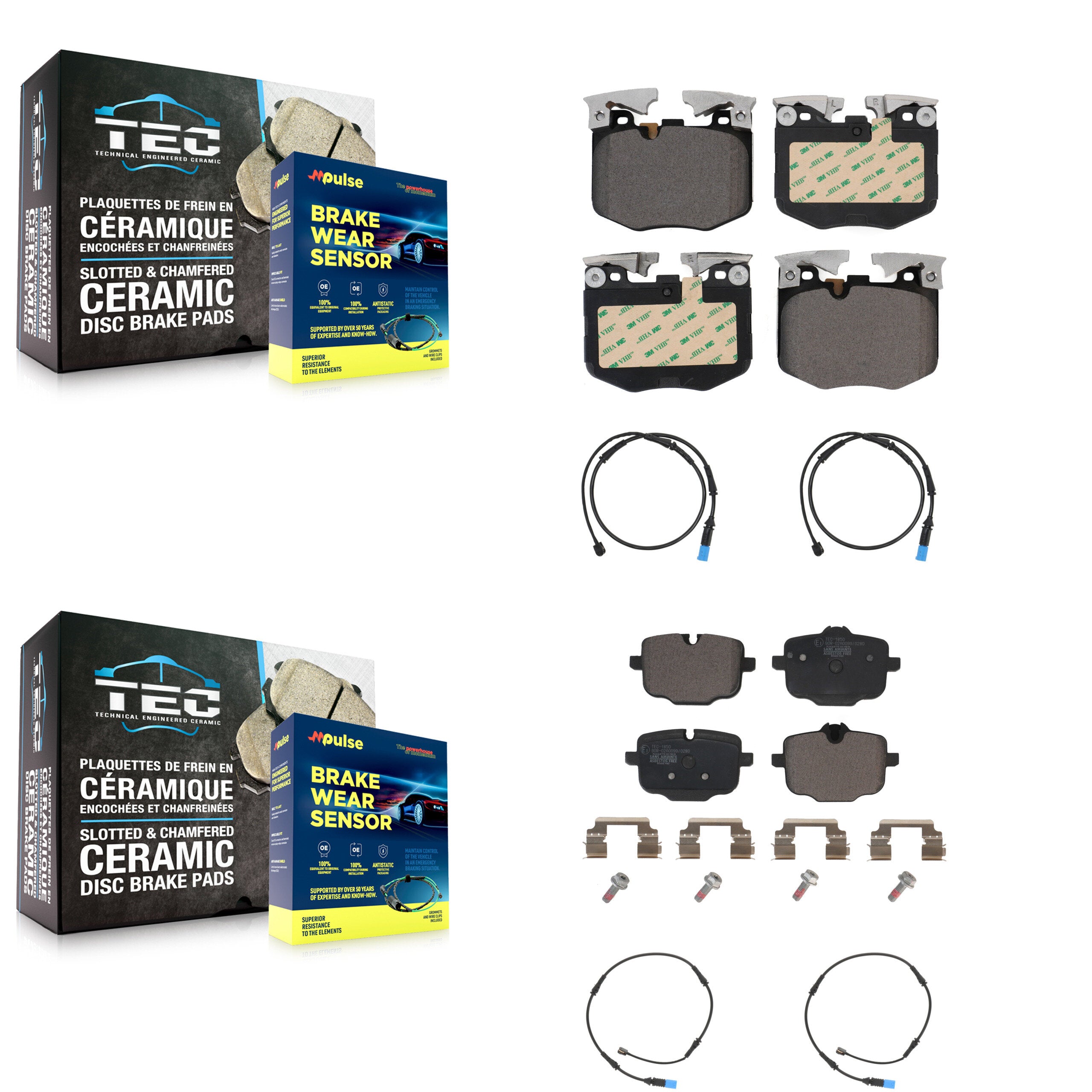 Front Rear Ceramic Disc Brake Pads And Wear Sensors Kit For BMW X5 X7 KTW-100525
