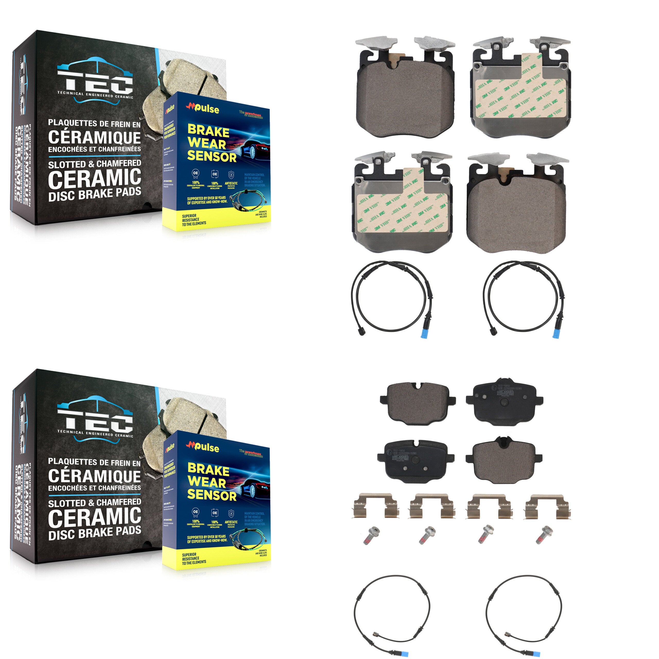 Front Rear Ceramic Disc Brake Pads And Wear Sensors Kit For BMW X5 X7 X6 KTW-100526