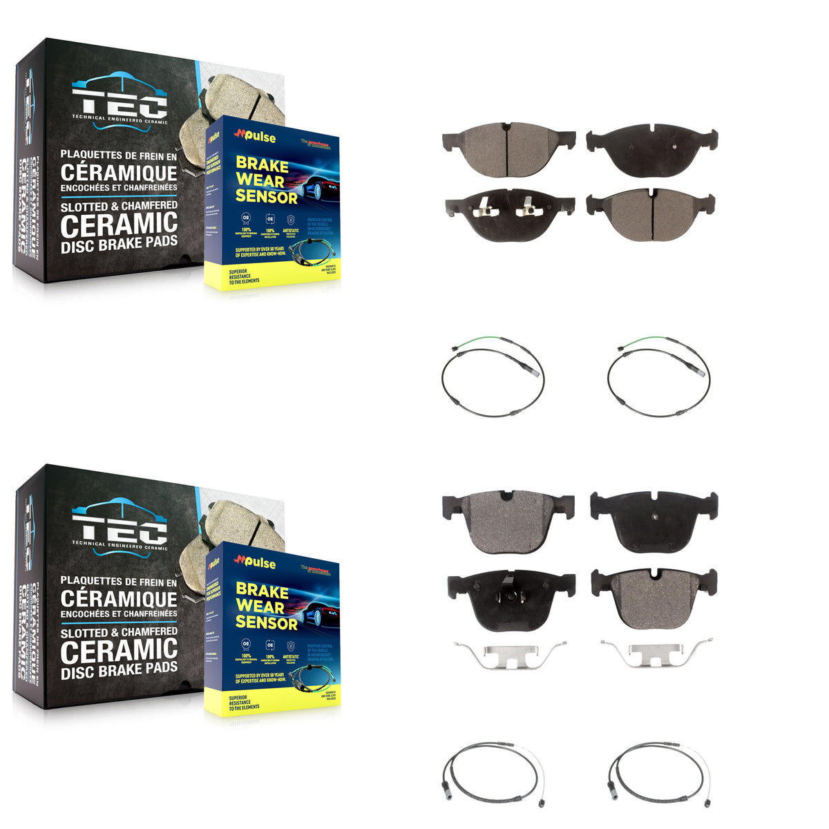 Front Rear Ceramic Disc Brake Pads And Wear Sensors Kit For BMW X5 X6 xDrive50i with 4.4L KTW-100532