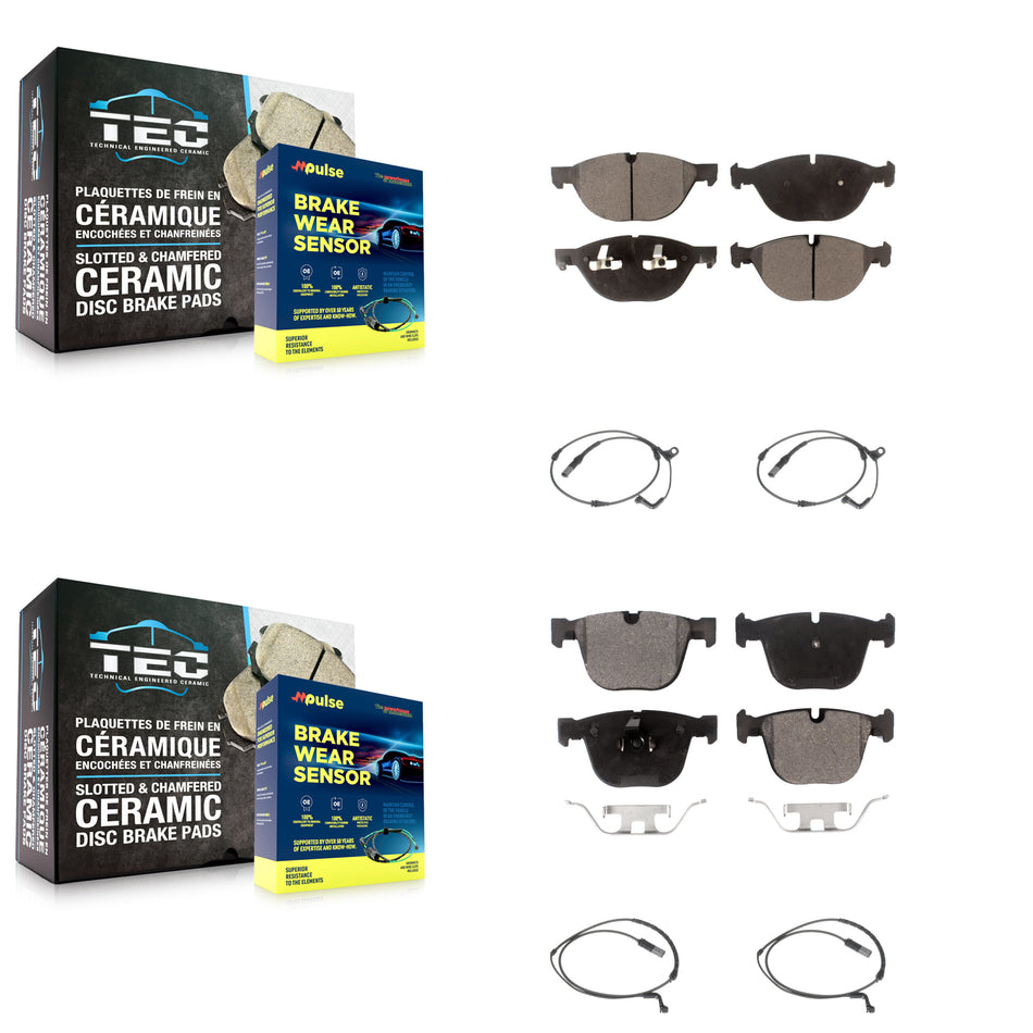 Front Rear Ceramic Disc Brake Pads And Wear Sensors Kit For 2009 BMW X6 xDrive50i KTW-100542