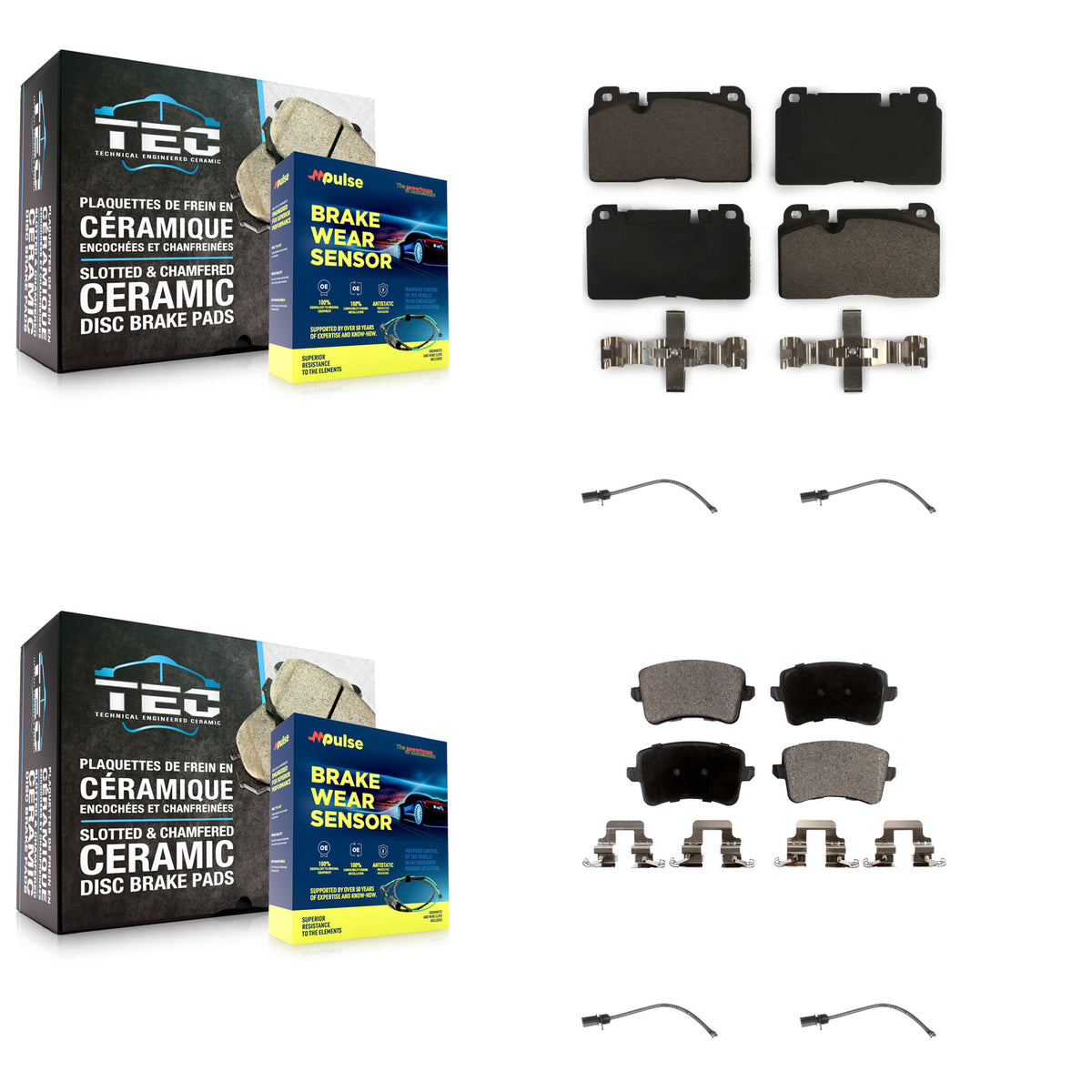Front Rear Ceramic Disc Brake Pads And Wear Sensors Kit For Audi Q5 To 5 3 2015 KTW-100543