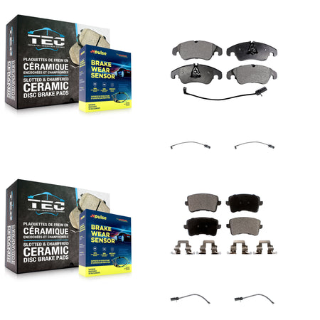 Front Rear Ceramic Disc Brake Pads And Extra Wear Sensors Kit For Audi Q5 KTW-100544