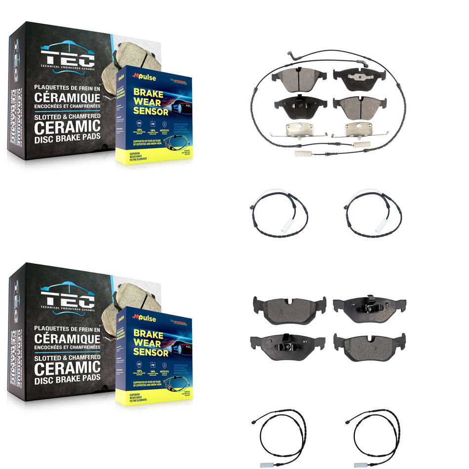 Front Rear Ceramic Disc Brake Pad And Extra Wear Sensor Kit For 2012 BMW 328i xDrive 3.0L KTW-100545