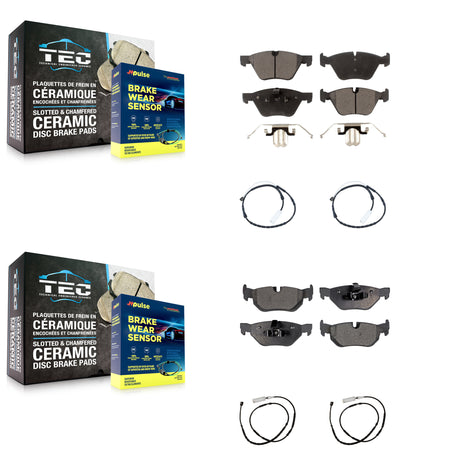 Front Rear Ceramic Disc Brake Pads And Wear Sensors Kit For 2012 BMW X1 xDrive28i KTW-100546