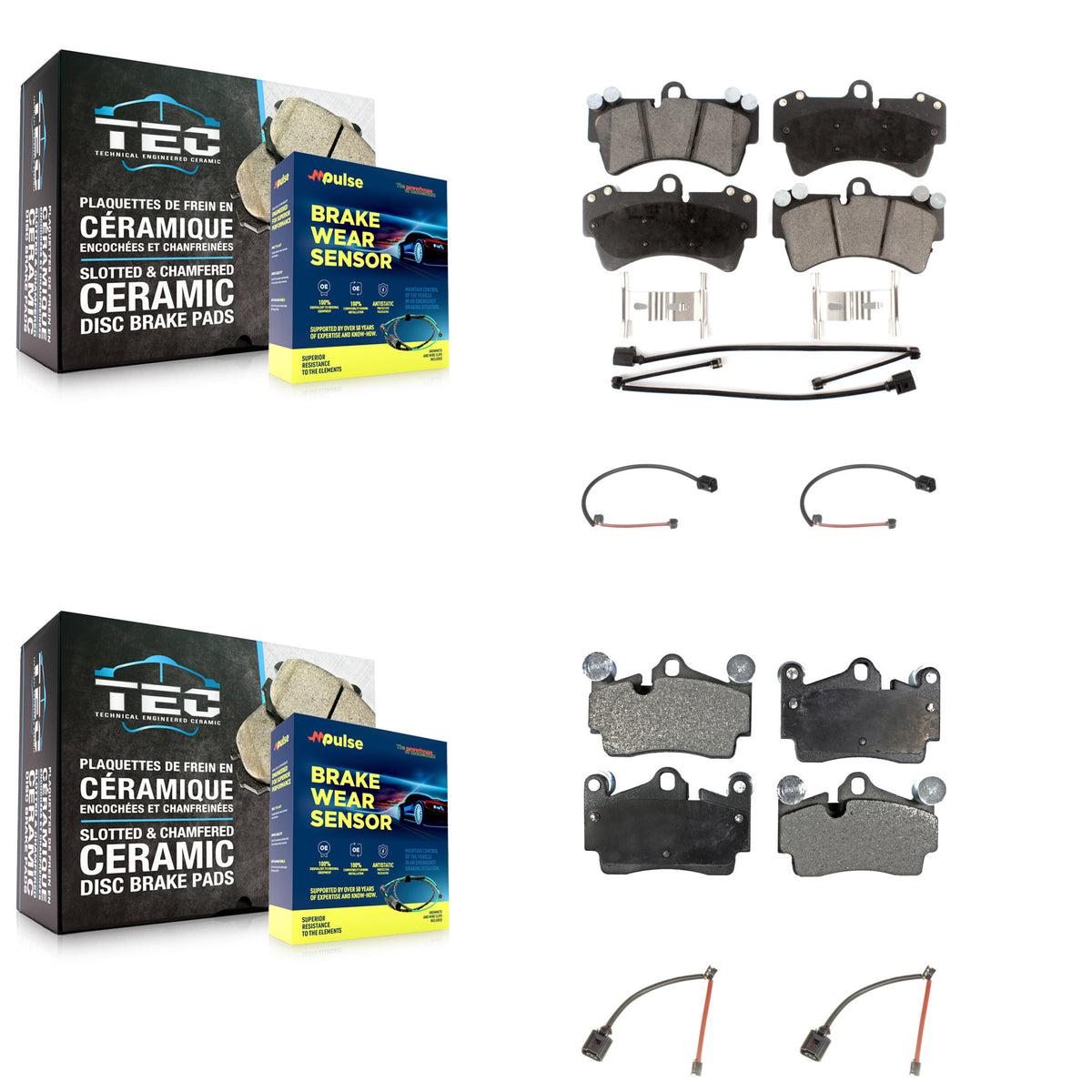 Front Rear Ceramic Disc Brake Pads And Extra Wear Sensors Kit For Audi Q7 Porsche Cayenne KTW-100547