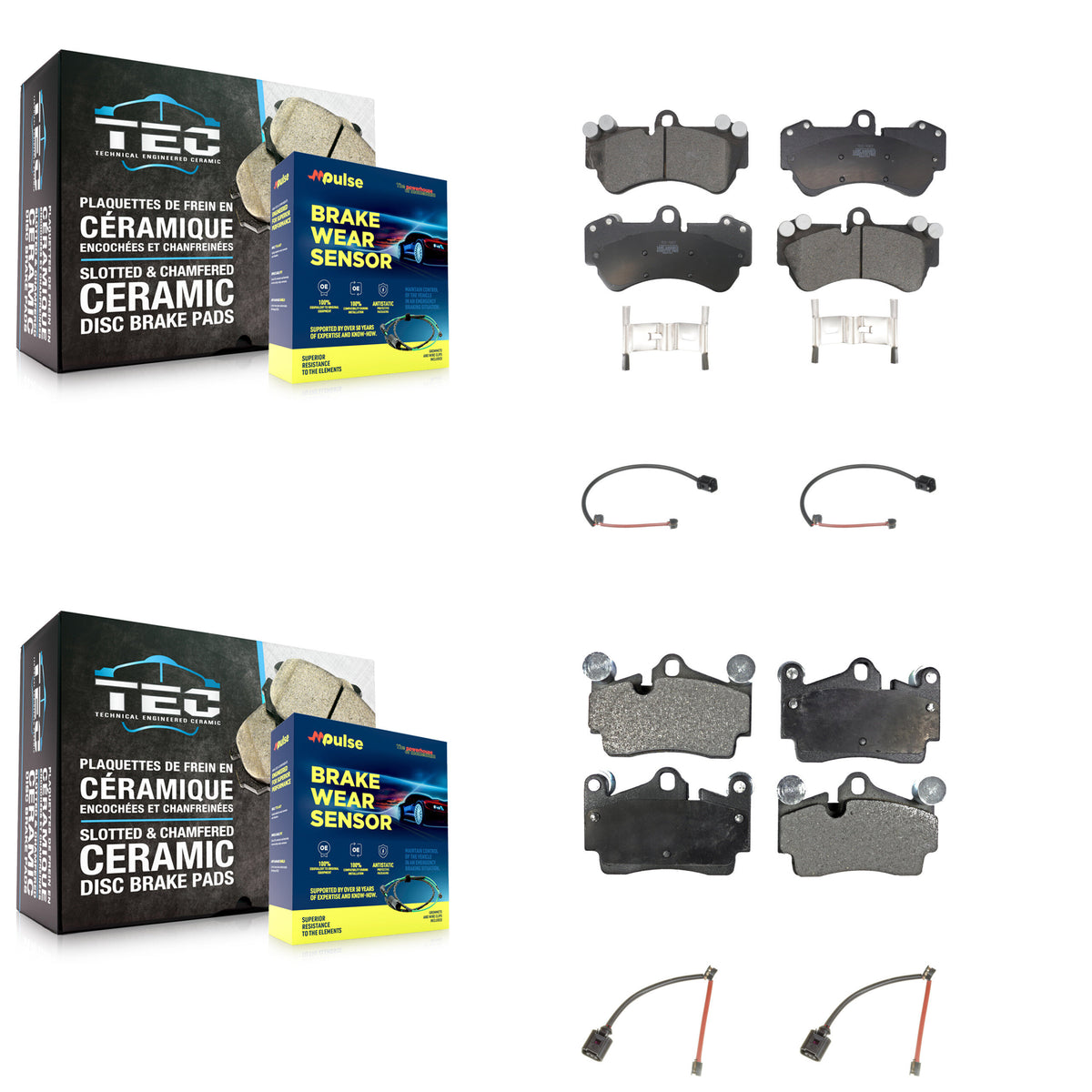 Front Rear Ceramic Disc Brake Pads And Wear Sensors Kit For Porsche Cayenne KTW-100548