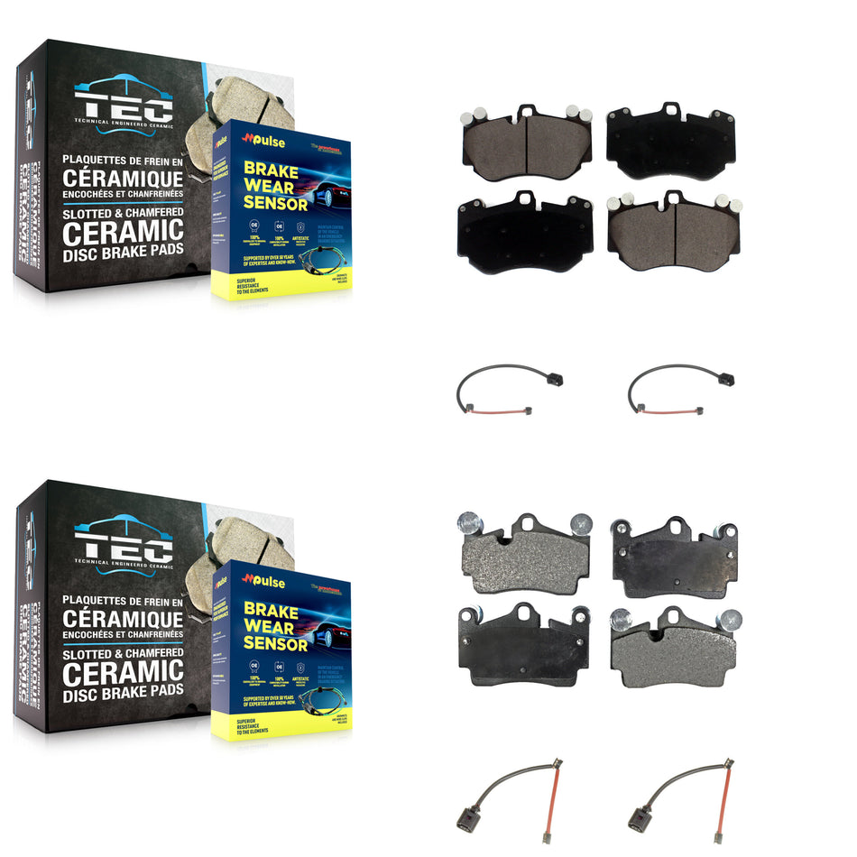 Front Rear Ceramic Disc Brake Pads And Wear Sensors Kit For Porsche Cayenne KTW-100549