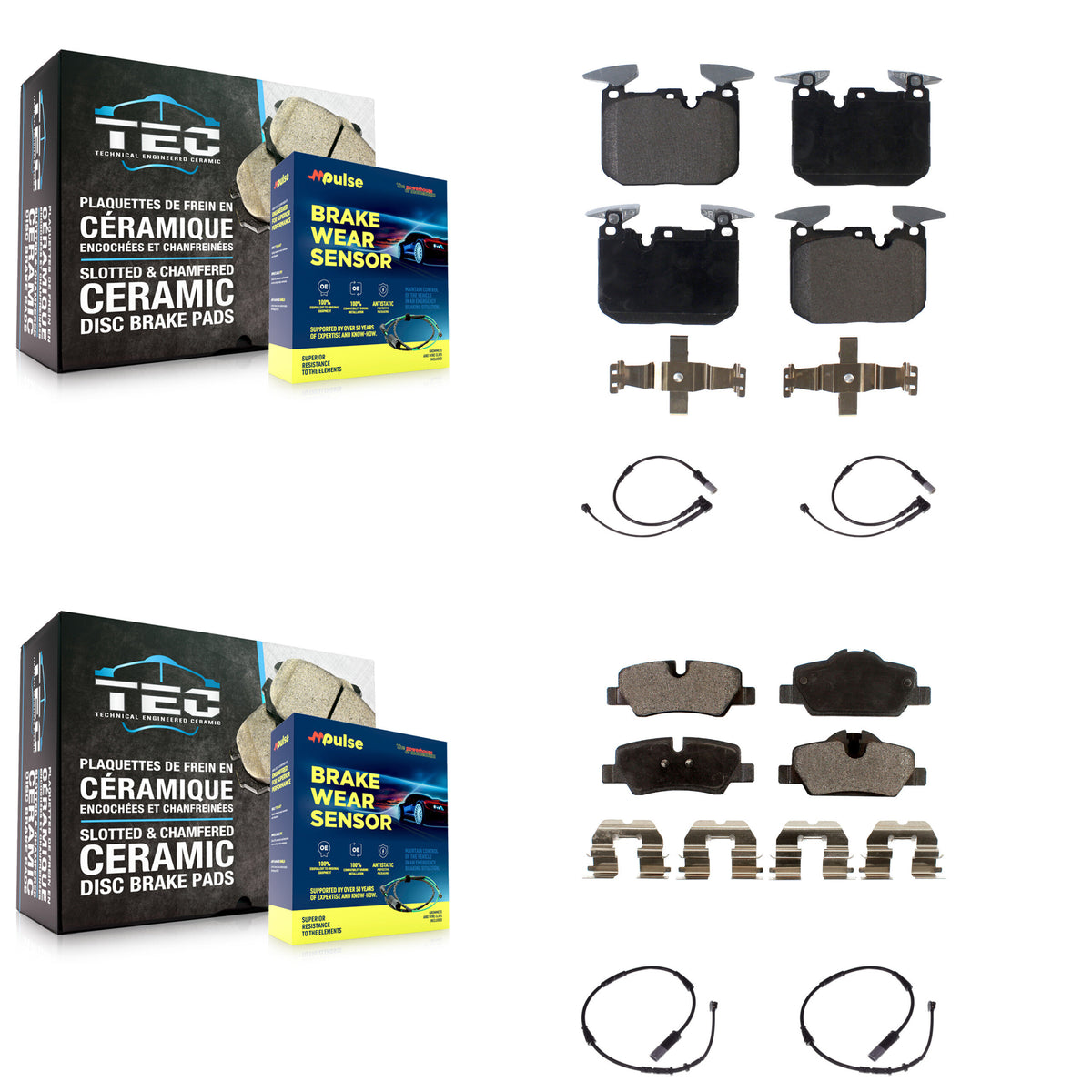 Front Rear Ceramic Disc Brake Pads Wear Sensor Kit For 2020 Mini Cooper John Works KTW-100550