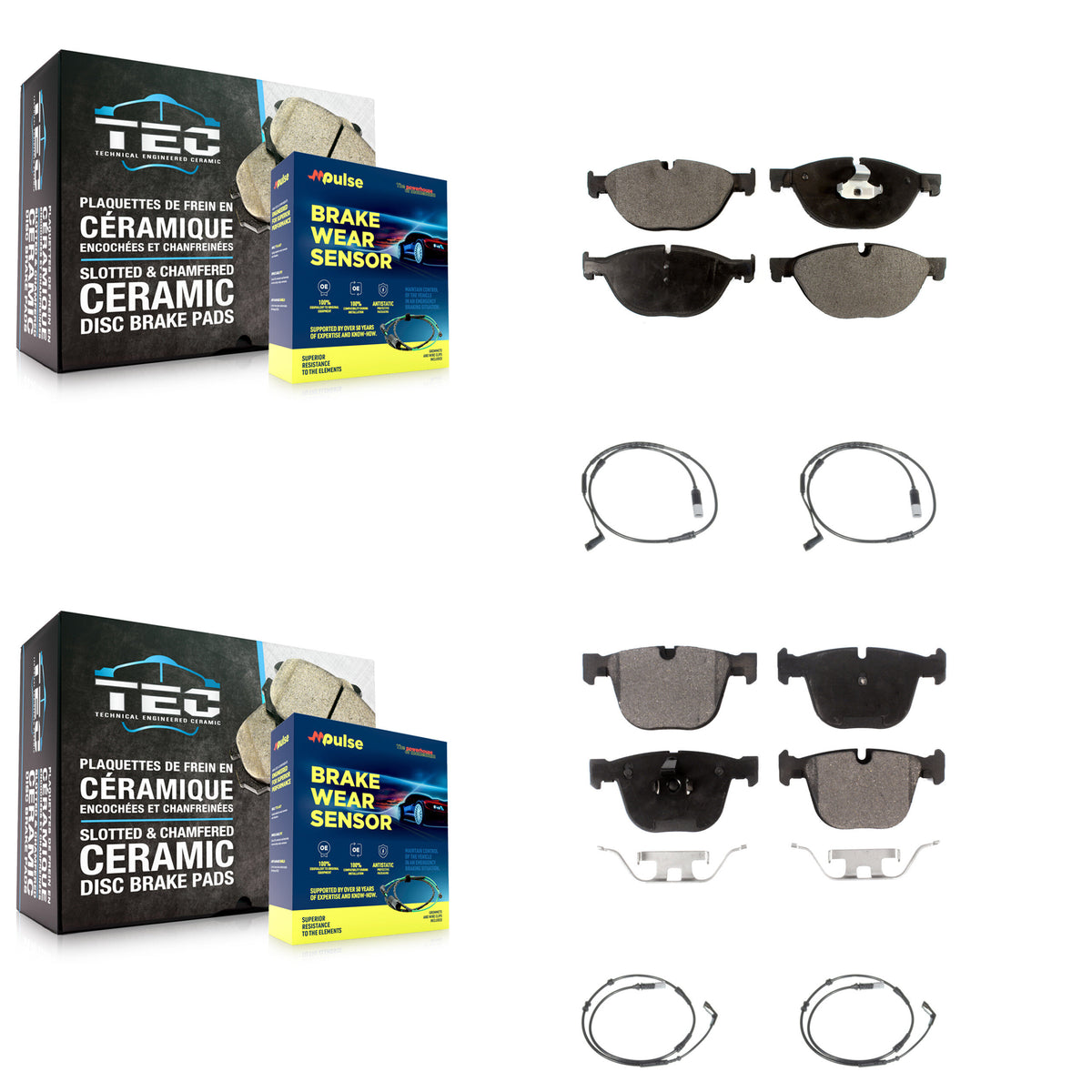 Front Rear Ceramic Disc Brake Pads And Wear Sensors Kit For 2009 BMW 750i 750Li KTW-100551