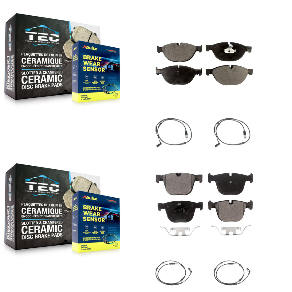 Front Rear Ceramic Disc Brake Pads And Wear Sensors Kit For 2009 BMW 750i 750Li KTW-100551