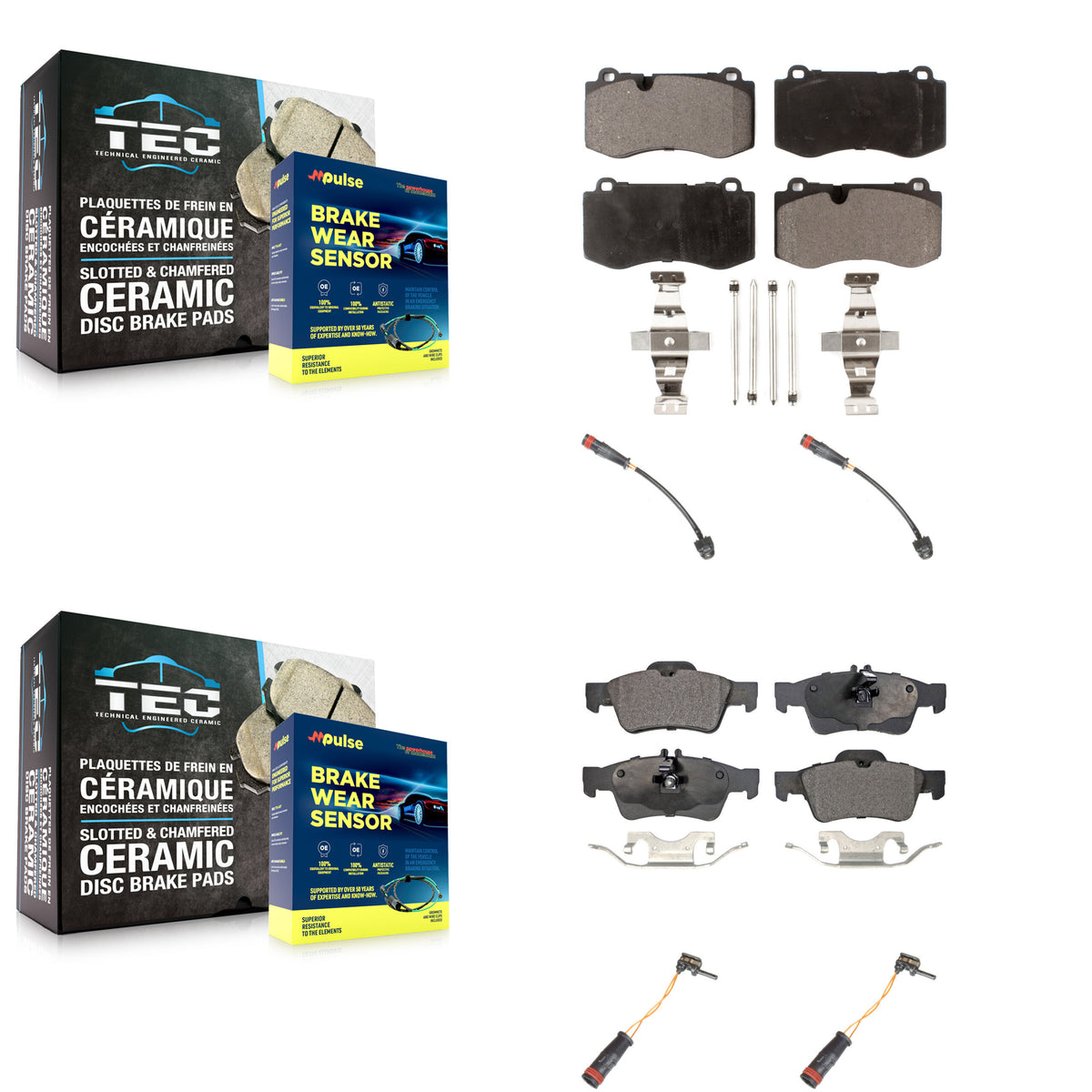 Front Rear Ceramic Brake Pads Wear Sensor Kit For Mercedes-Benz S550 S450 CL550 S400 S600 KTW-100556
