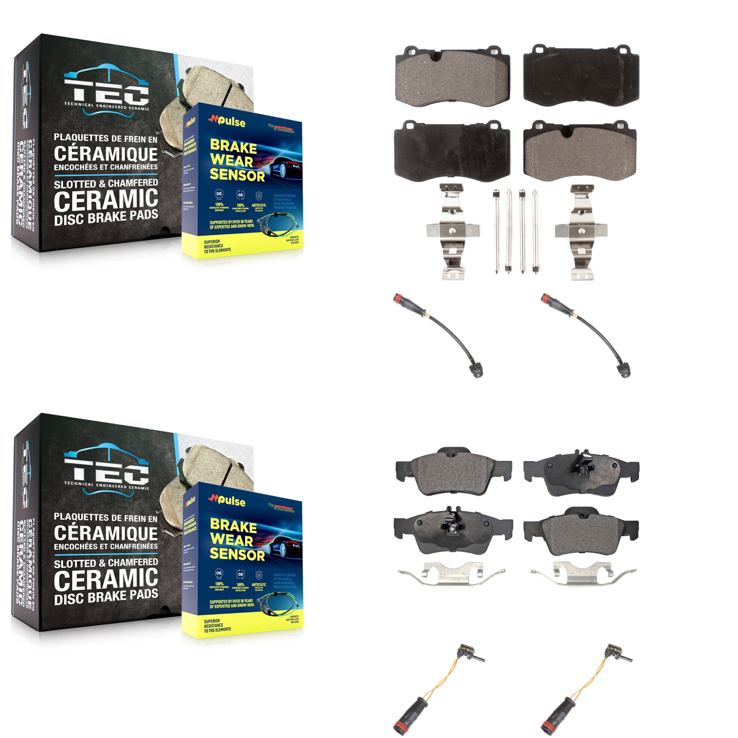 Front Rear Ceramic Brake Pads Wear Sensor Kit For Mercedes-Benz S550 S450 CL550 S400 S600 KTW-100556