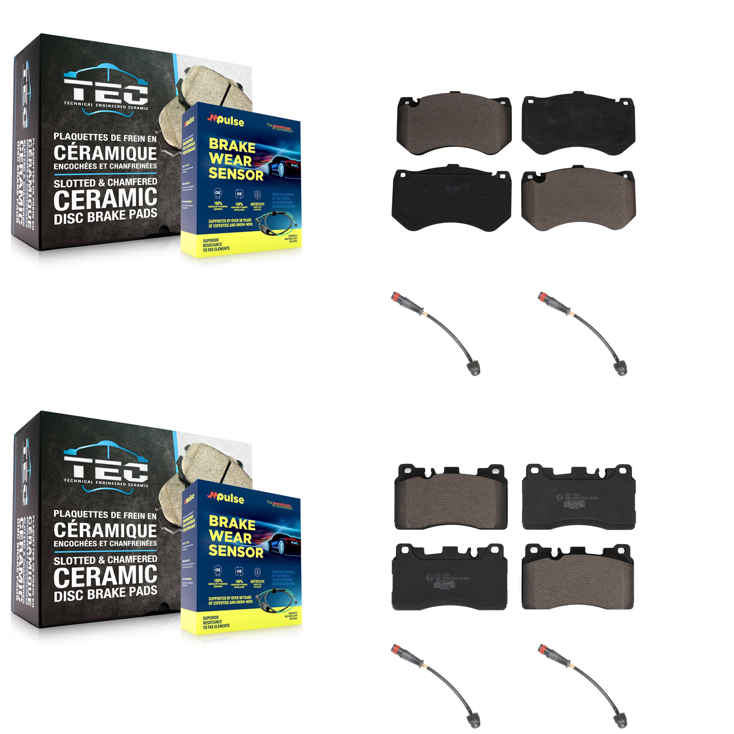 Front Rear Ceramic Disc Brake Pads And Wear Sensors Kit For Mercedes-Benz E63 AMG S CLS63 KTW-100557