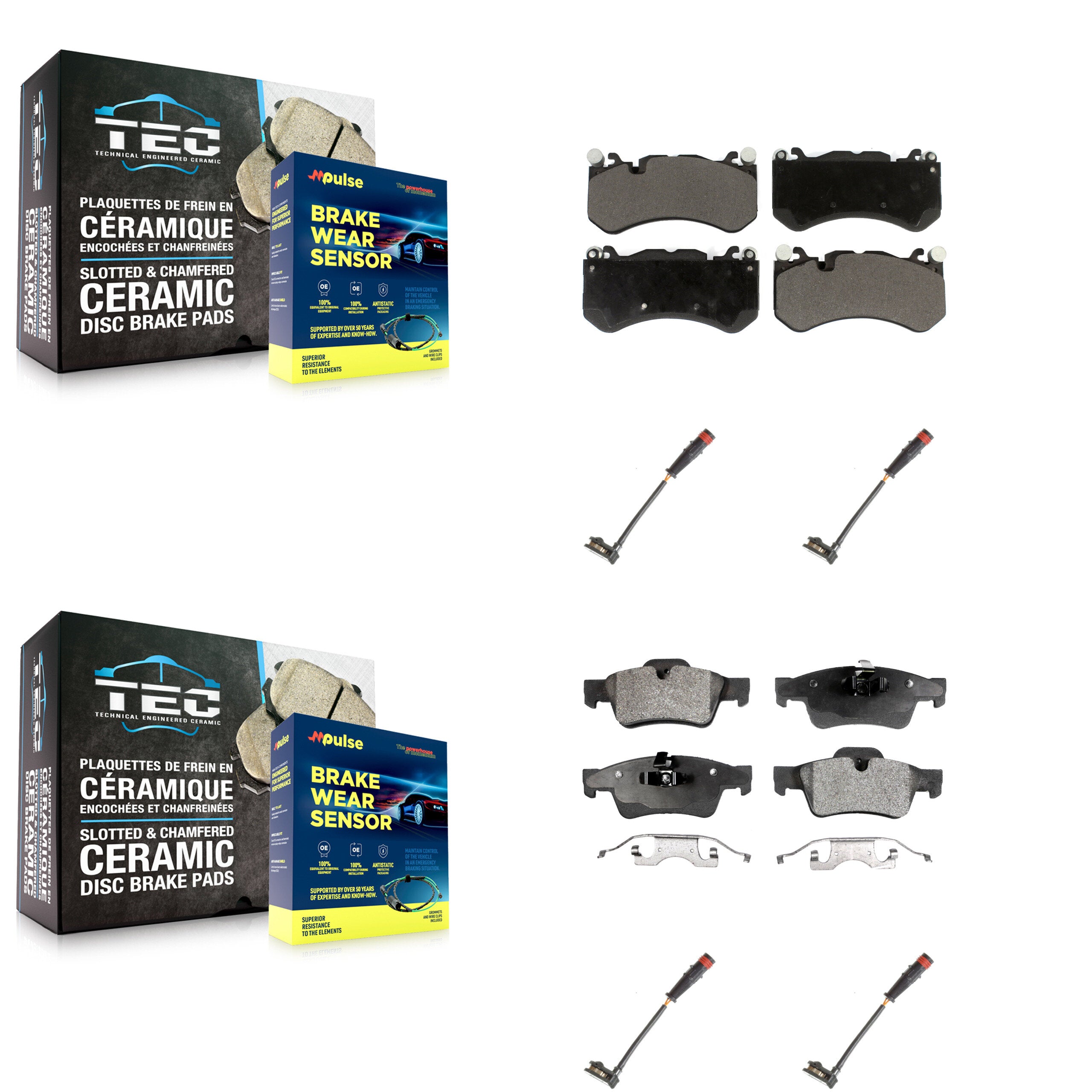 Front Rear Ceramic Disc Brake Pads And Wear Sensors Kit For Mercedes-Benz G63 AMG KTW-100560