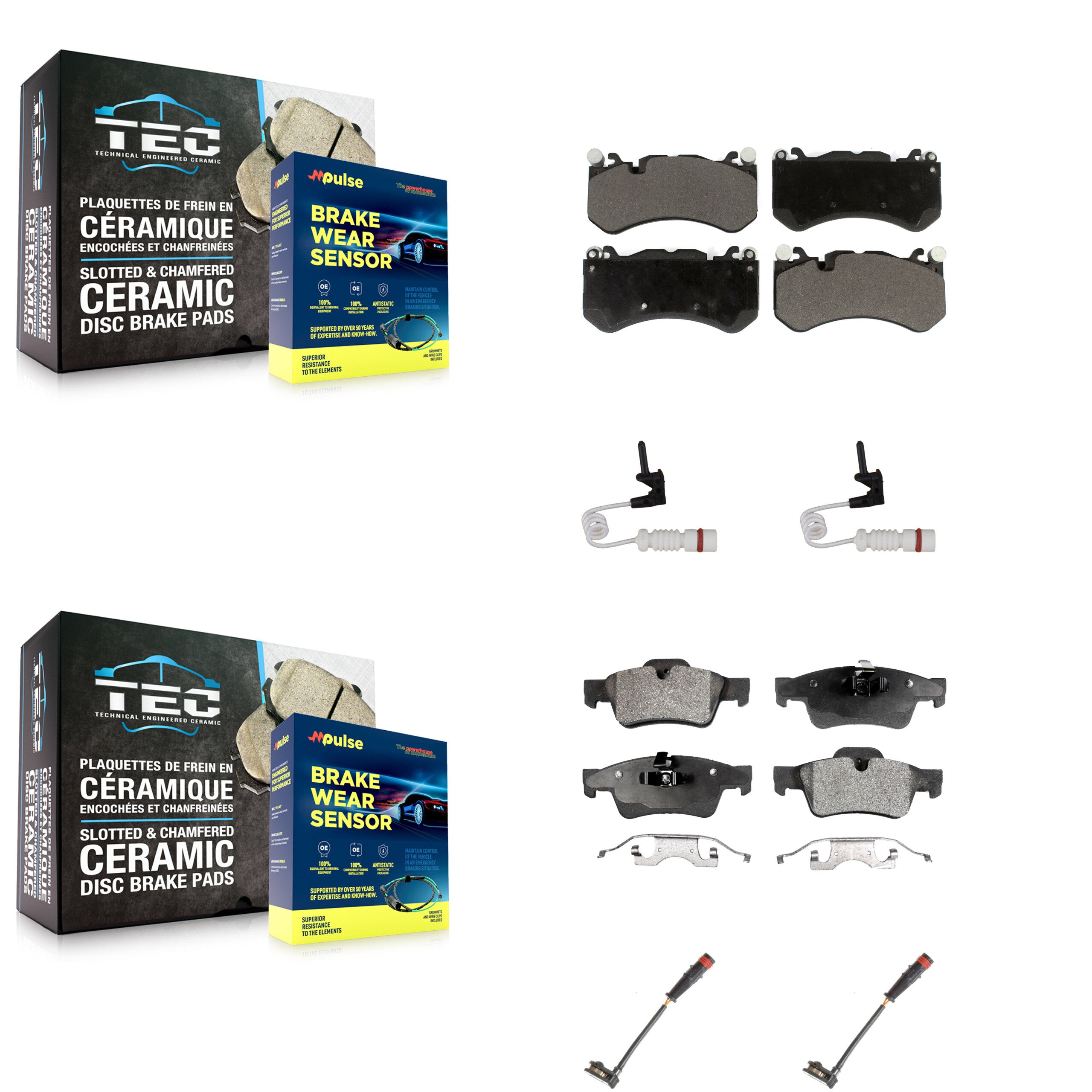 Front Rear Ceramic Disc Brake Pads And Wear Sensors Kit For Mercedes-Benz G63 AMG KTW-100561
