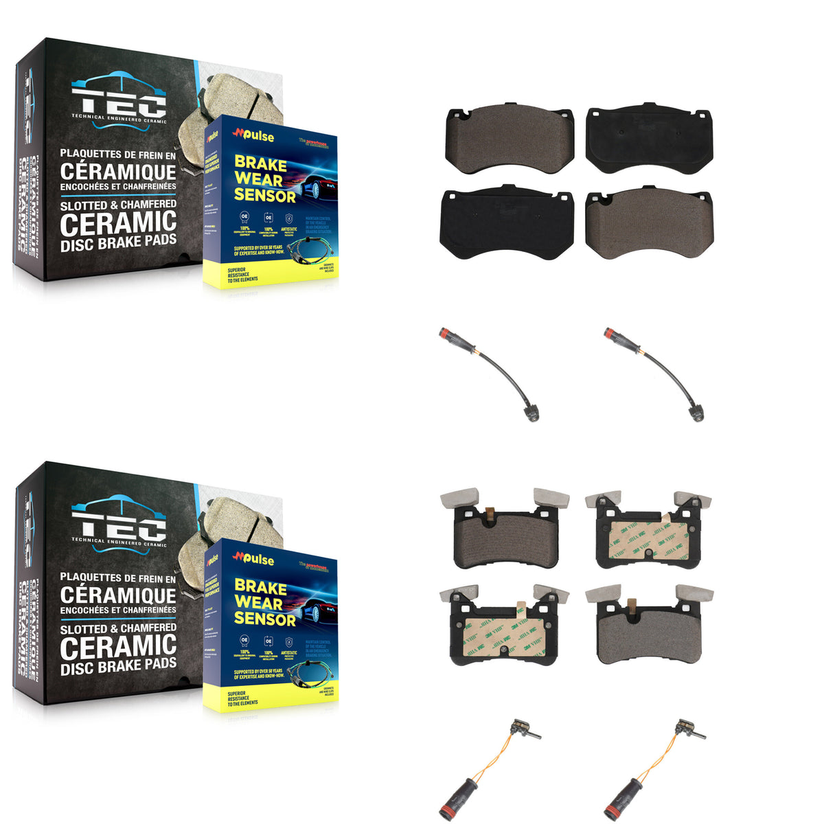 Front Rear Ceramic Disc Brake Pads And Wear Sensors Kit For Mercedes-Benz C63 AMG S KTW-100562