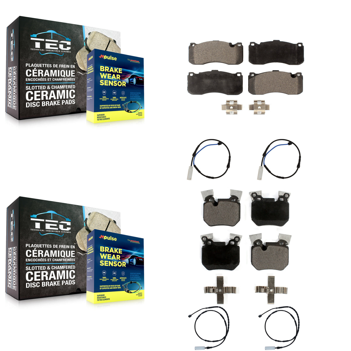 Front Rear Ceramic Disc Brake Pads And Wear Sensors Kit For BMW 135i 3.0L KTW-100571