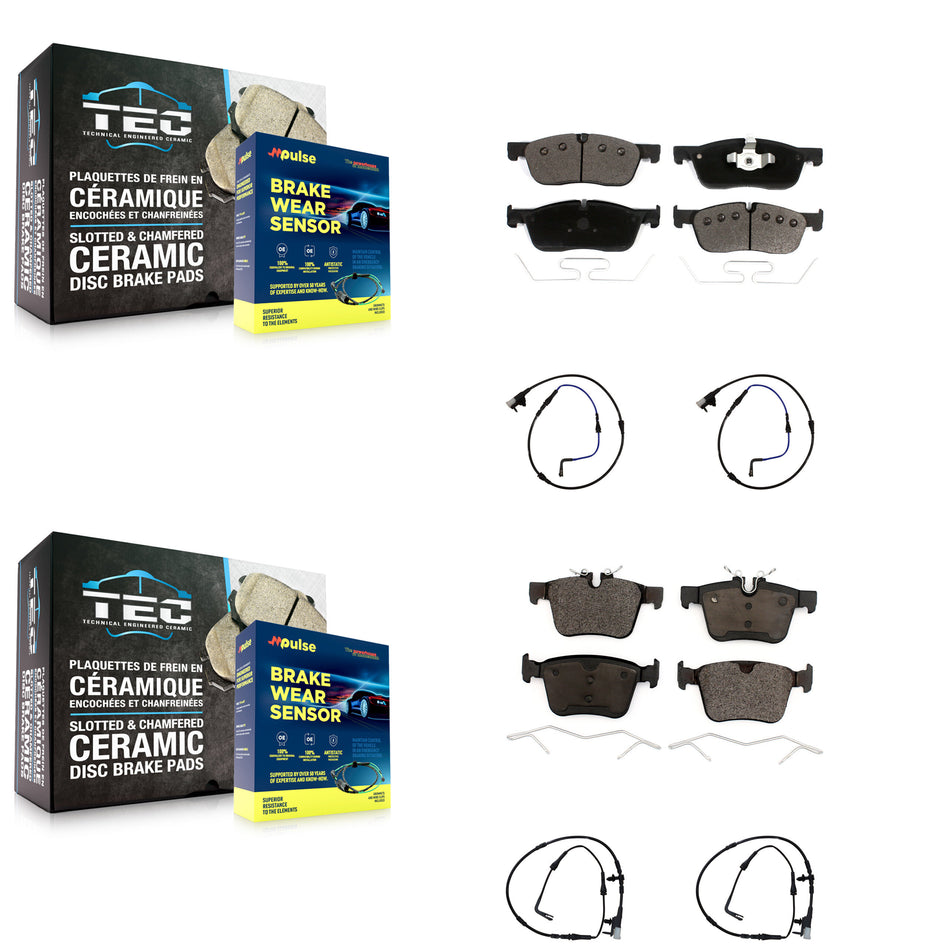 Front Rear Ceramic Disc Brake Pads And Wear Sensors Kit For Jaguar XE XF KTW-100574