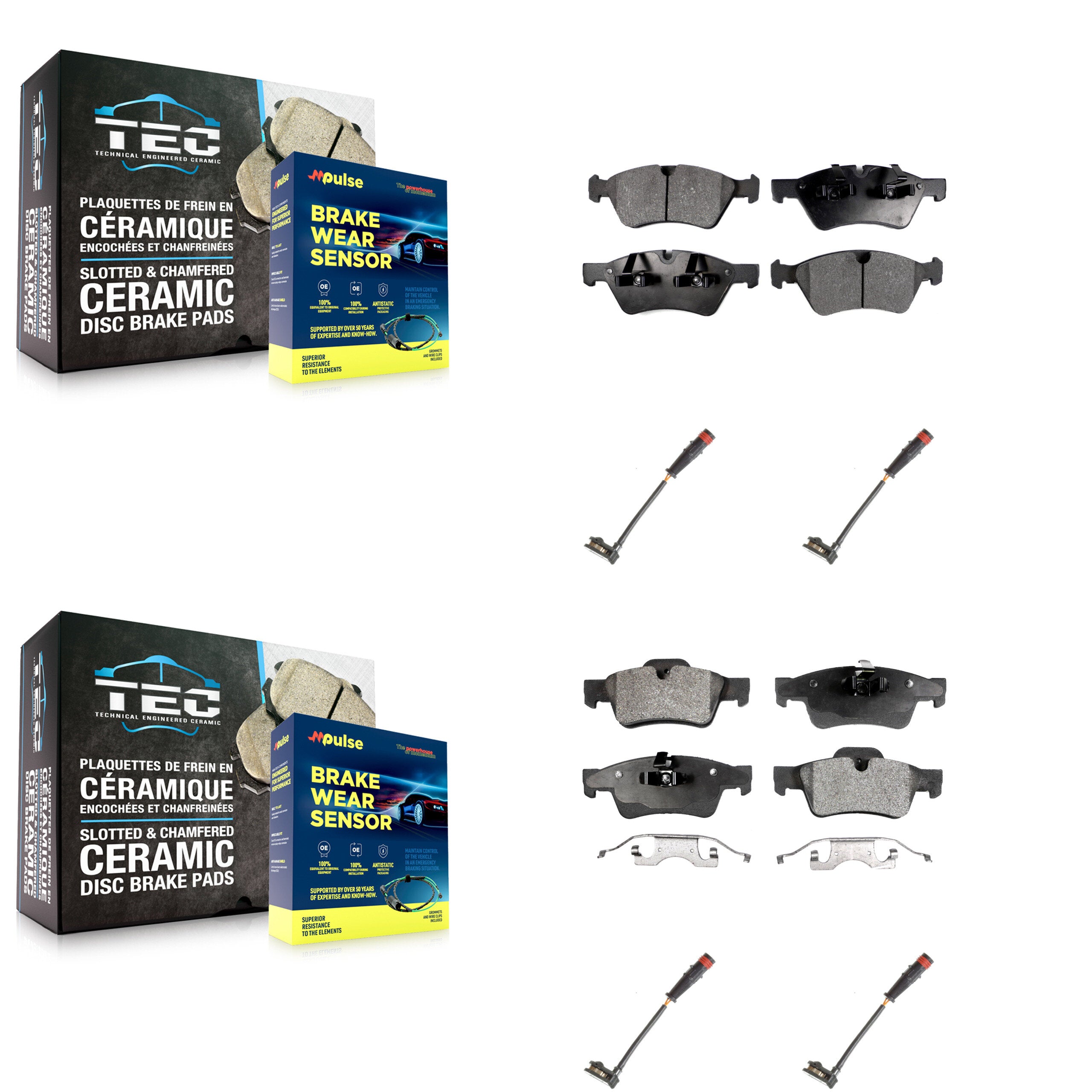 Front Rear Ceramic Brake Pad Wear Sensor Kit For Mercedes-Benz ML350 R350 GL450 ML500 G55 KTW-100580