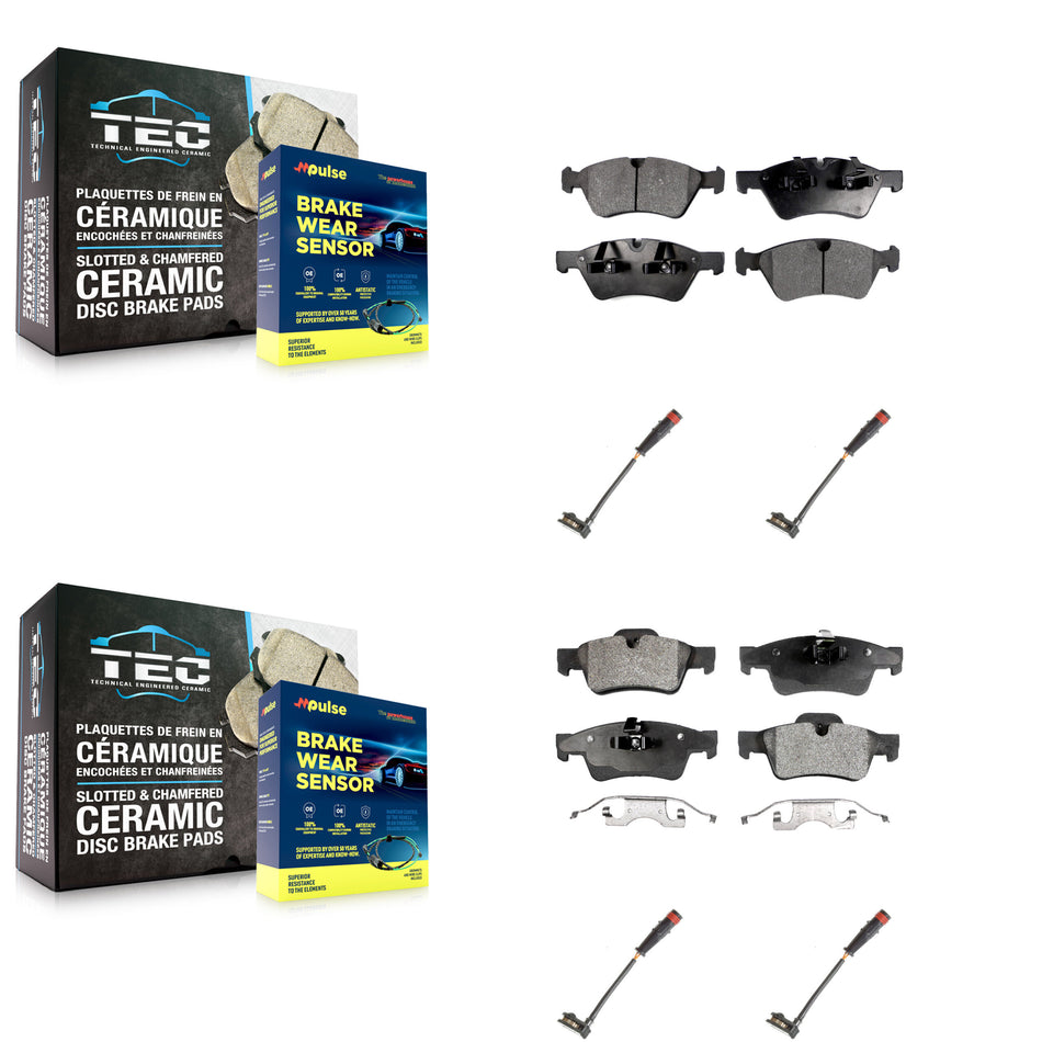 Front Rear Ceramic Brake Pad Wear Sensor Kit For Mercedes-Benz ML350 R350 GL450 ML500 G55 KTW-100580