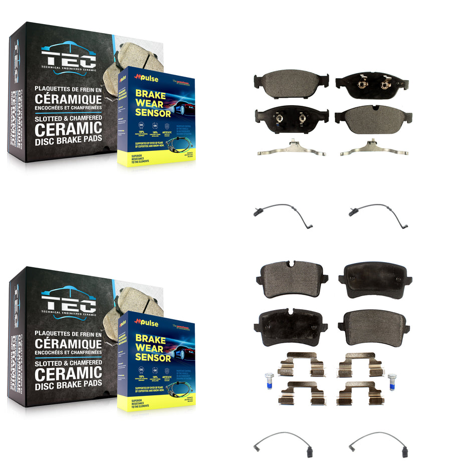 Front Rear Ceramic Disc Brake Pads And Wear Sensors Kit For Audi A6 Quattro A7 KTW-100590