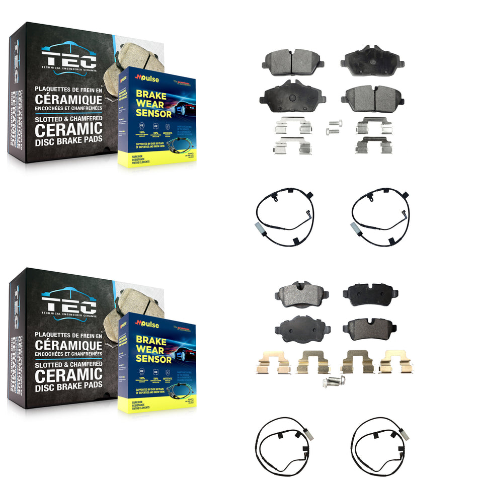 Front Rear Ceramic Disc Brake Pads And Wear Sensors Kit For Mini Cooper KTW-100592