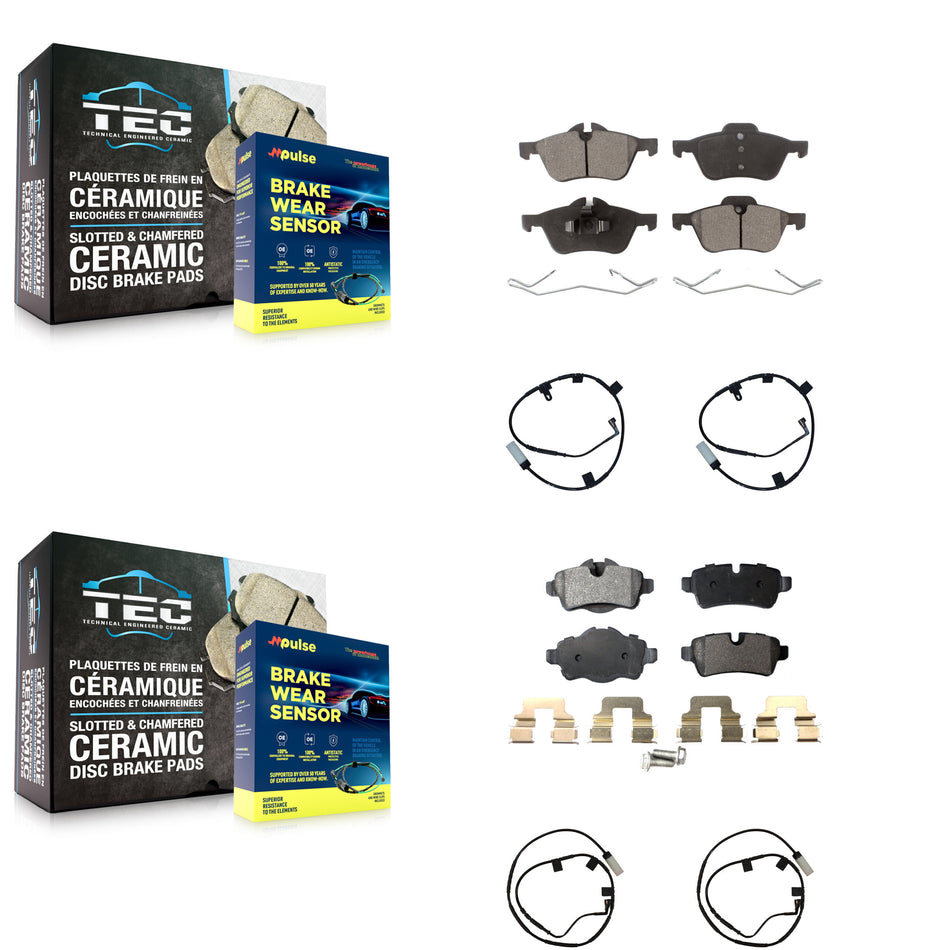 Front Rear Ceramic Disc Brake Pads And Wear Sensors Kit For Mini Cooper KTW-100594