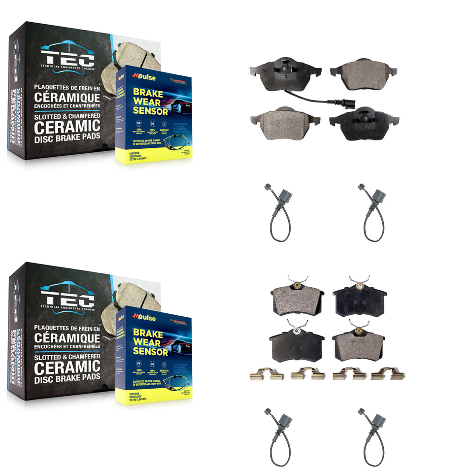 Front Rear Ceramic Disc Brake Pads And Extra Wear Sensors Kit For 2003-2006 Audi TT 1.8L KTW-100596