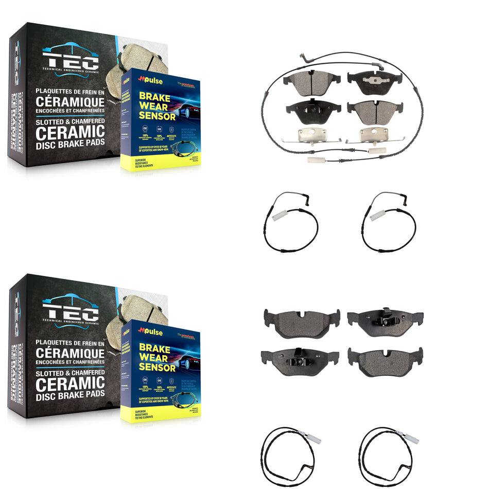 Front Rear Ceramic Disc Brake Pads And Extra Wear Sensors Kit For BMW 323i 328i KTW-100597