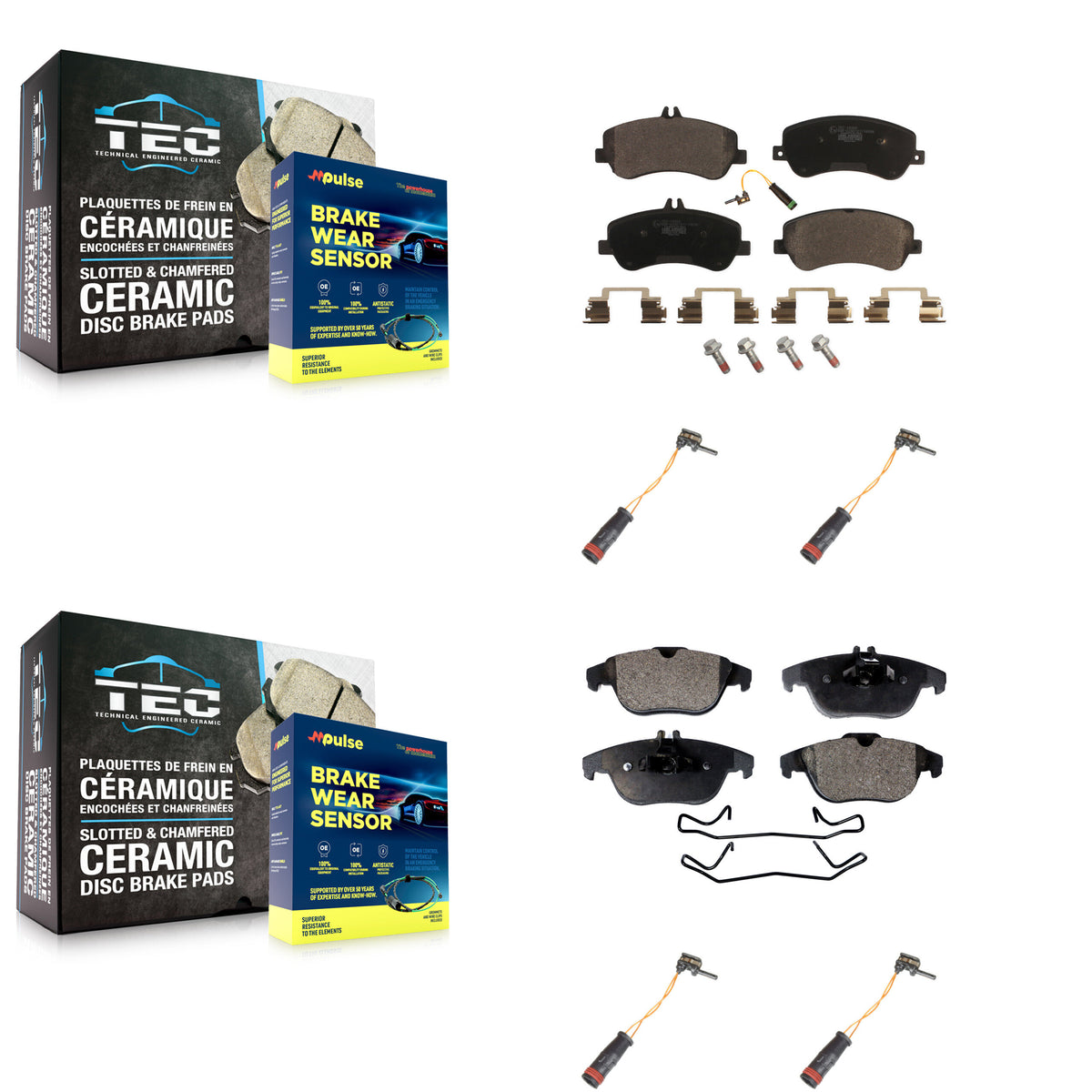 Front Rear Ceramic Disc Brake Pad & Extra Wear Sensor Kit For Mercedes-Benz GLK350 GLK250 KTW-100616