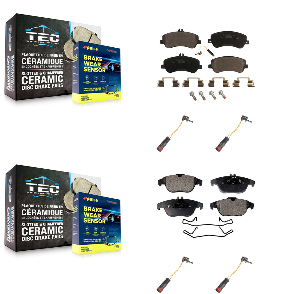 Front Rear Ceramic Disc Brake Pad & Extra Wear Sensor Kit For Mercedes-Benz GLK350 GLK250 KTW-100616