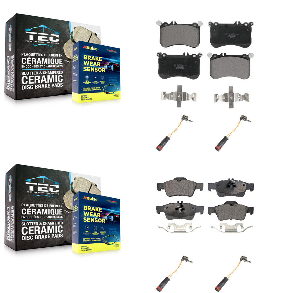 Front Rear Ceramic Disc Brake Pads And Wear Sensors Kit For Mercedes-Benz CLS550 E550 KTW-100618