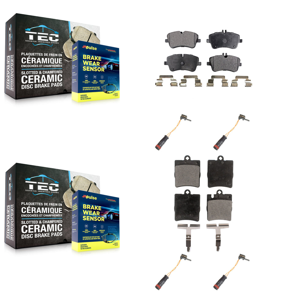 Front Rear Ceramic Disc Brake Pad Wear Sensor Kit For Mercedes-Benz C280 C320 CLK320 C350 KTW-100622