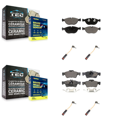 Front Rear Ceramic Disc Brake Pads And Wear Sensors Kit For 2006 Mercedes-Benz E350 AWD KTW-100623