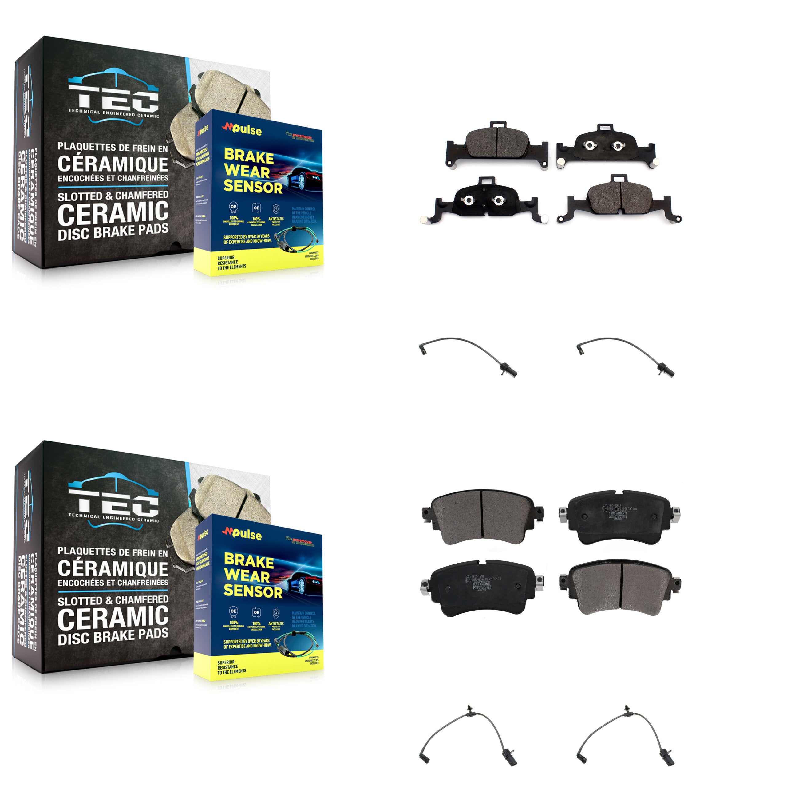 Front Rear Ceramic Brake Pad And Wear Sensor Kit For Audi A4 Quattro A5 Sportback allroad KTW-100629