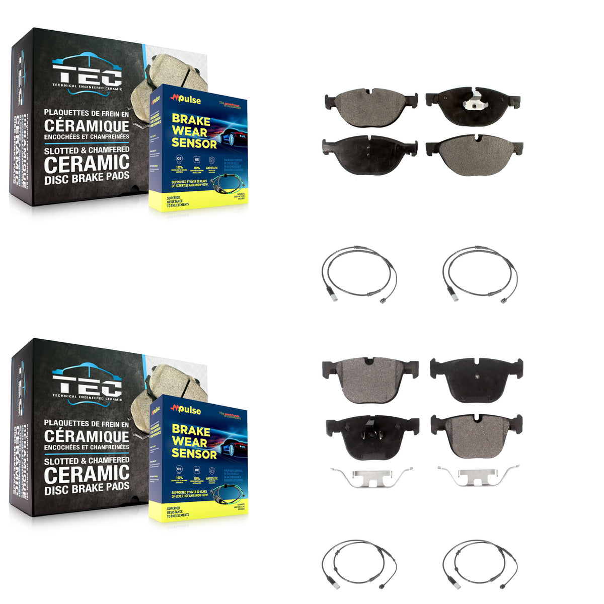 Front Rear Ceramic Disc Brake Pads And Wear Sensors Kit For 2012 BMW 750i GAS engine KTW-100636