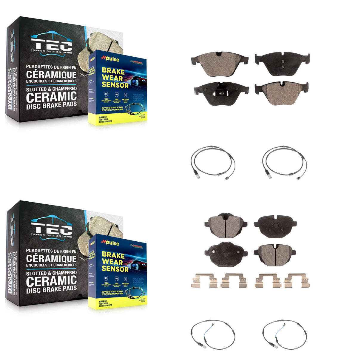 Front Rear Ceramic Disc Brake Pad & Wear Sensor Kit For BMW 535i 528i 535d ActiveHybrid 5 KTW-100638