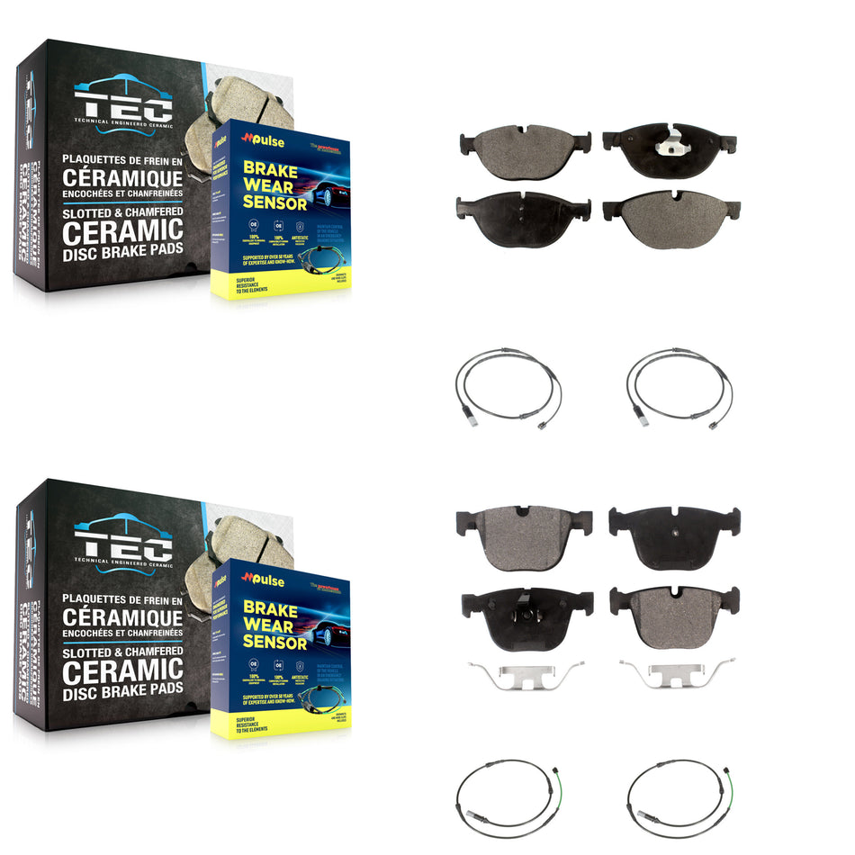 Front Rear Ceramic Disc Brake Pads And Wear Sensors Kit For BMW 535i GT xDrive 550i KTW-100639