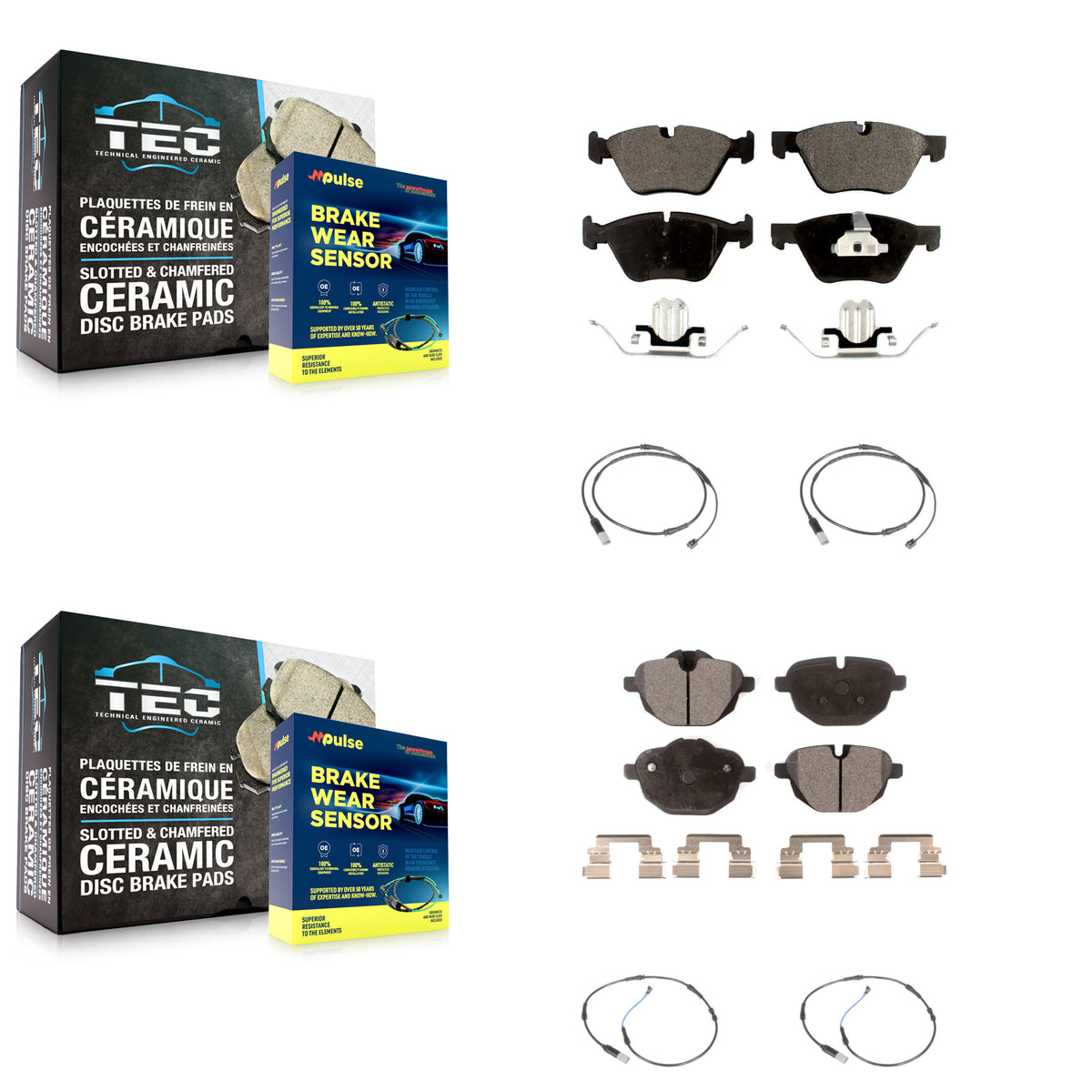 Front Rear Ceramic Disc Brake Pads And Wear Sensors Kit For BMW 528i KTW-100642