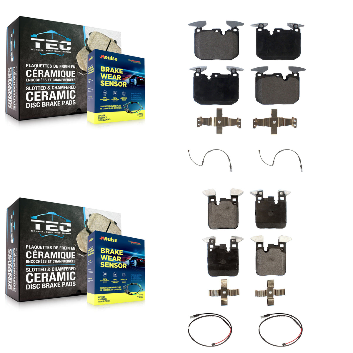 Front Rear Ceramic Disc Brake Pads And Wear Sensors Kit For BMW M3 M2 KTW-100654