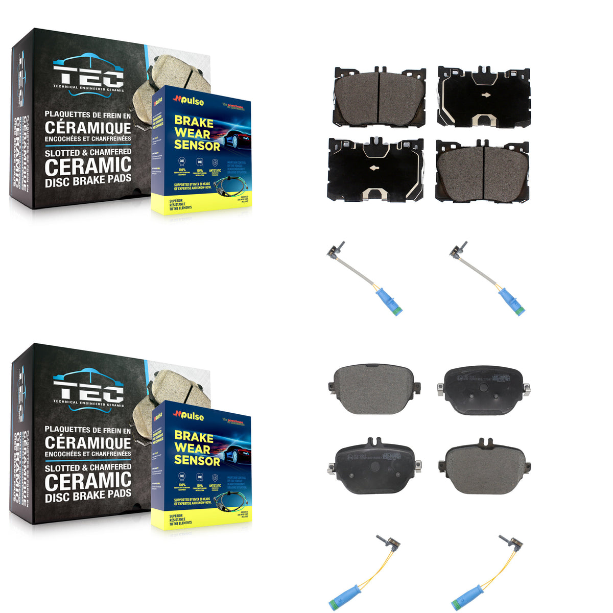 Front Rear Ceramic Brake Pad And Wear Sensor Kit For 2019-2020 Mercedes-Benz E53 AMG 3.0L KTW-100659